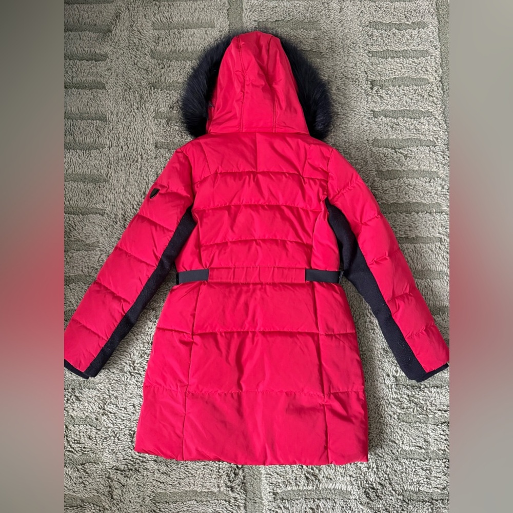 Vince Camuto Red Down & Feather Puffer Coat with Faux Fur Hood - Picture 5 of 8